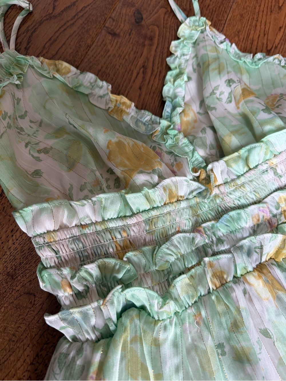 Elliatt S Floral Ruffle Mini Dress tiered Romantic Cottagecore Smocked Morgana - Picture 3 of 6